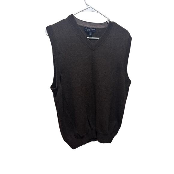 Davis & Squire Brown Sweater Vest Fine Merino Wool Men's size XL - Picture 1 of 6